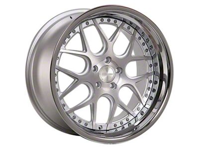Rennen CSL-2 Silver Brushed with Chrome Step Lip Wheel; 20x8.5 (2024 Mustang)